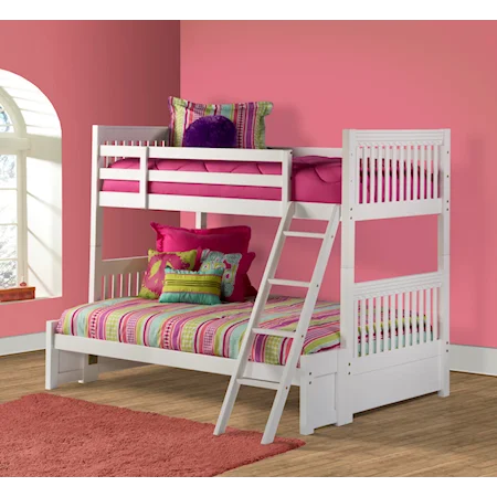 Twin over Full Bunk Bed with White Finish